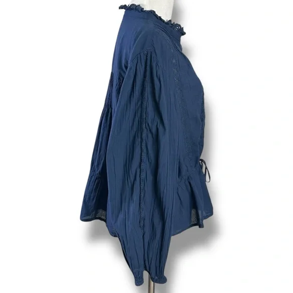 Free People Blue Lace “Best of me” Blouse XL - Picture 8 of 11
